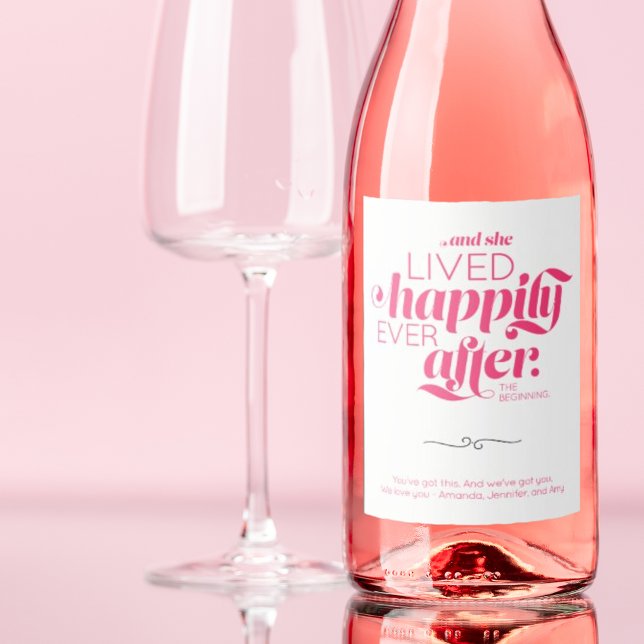 Minimal Divorce Happily Ever After Gift Woman Pink Wine Label (Creator Uploaded)