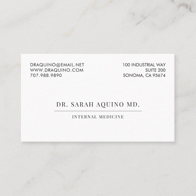 Minimal Doctor Physician Business & Appointment Business Card (Front)