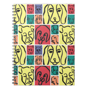 Minimal Dogs Line Art Collage Notebook