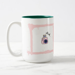 Minimal Doodle Camera Click Art Design Two-Tone Coffee Mug