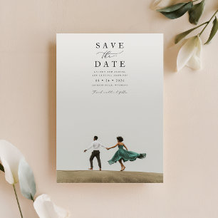 Minimal Double Sided Photo Wedding Save the Date Invitation