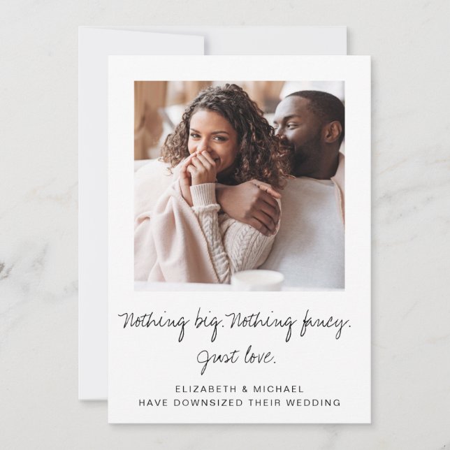 Minimal Downsized Wedding Photo Announcement (Front)