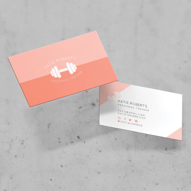 Minimal Dumbbell Personal Trainer Pink Business Card (Creator Uploaded)