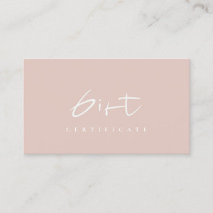 Minimal Dusky Pink Blush Script Gift Certificate