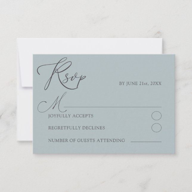  Minimal Dusty Blu RSVP Typography Wedding (Front)