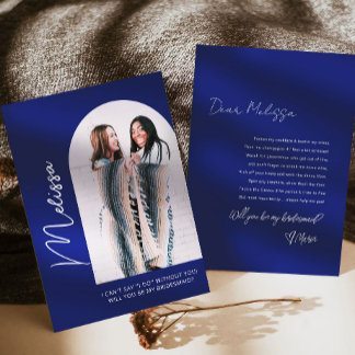Minimal Dusty Blue Bridesmaid Proposal Card