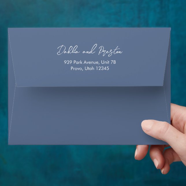 Minimal Dusty Blue Modern Wedding Envelope (Hand)