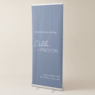 Minimal Dusty Blue Modern Wedding Retractable Banner