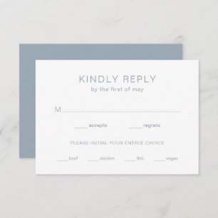 Minimal Dusty Blue Modern Wedding RSVP Card