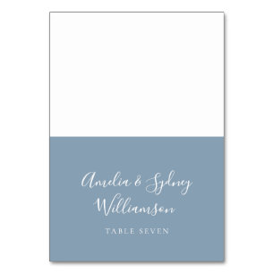 Minimal Dusty Blue Script Custom Name Place Card