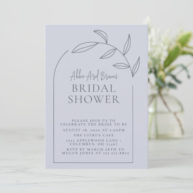 Minimal Dusty Blue Script Text Bridal Shower  Invitation (Standing Front)
