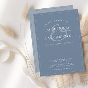 Minimal Dusty Blue Script Wedding Invitation