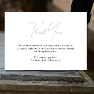 Minimal Dusty Blue Traditional Sympathy Funeral Thank You Card