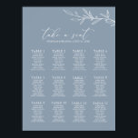 Minimal Dusty Blue Wedding 12 Table Seating Chart<br><div class="desc">Minimal Dusty Blue Wedding 12 Table Seating Chart Sign. 10 seats per table. Table Seating Arrangement. The word 'take a seat' is not editable.</div>