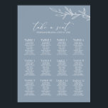 Minimal Dusty Blue Wedding 12 Table Seating Chart<br><div class="desc">Minimal Dusty Blue Wedding 12 Table Seating Chart Sign. 10 seats per table. Table Seating Arrangement. The word 'take a seat' is not editable.</div>