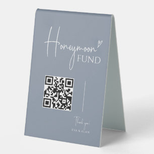 Minimal Dusty Blue Wedding Honeymoon Fund QR Code