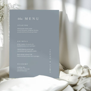 Minimal dusty blue Wedding MENU