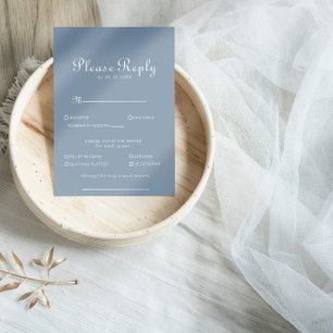 Minimal Dusty Blue Wedding Menu Choice Reply