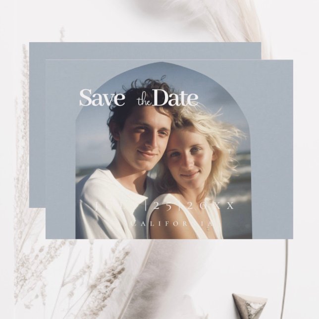 Minimal dusty blueFlat Save The Date Card (Creator Uploaded)