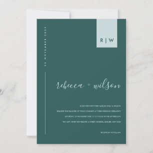 MINIMAL DUSTY EMRALD GREEN TYPOGRAPHY WEDDING INVITATION