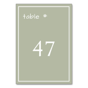Minimal Dusty Green Casual Handwriting Table Number