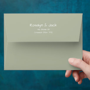 Minimal Dusty Green White Casual Handwriting Envelope