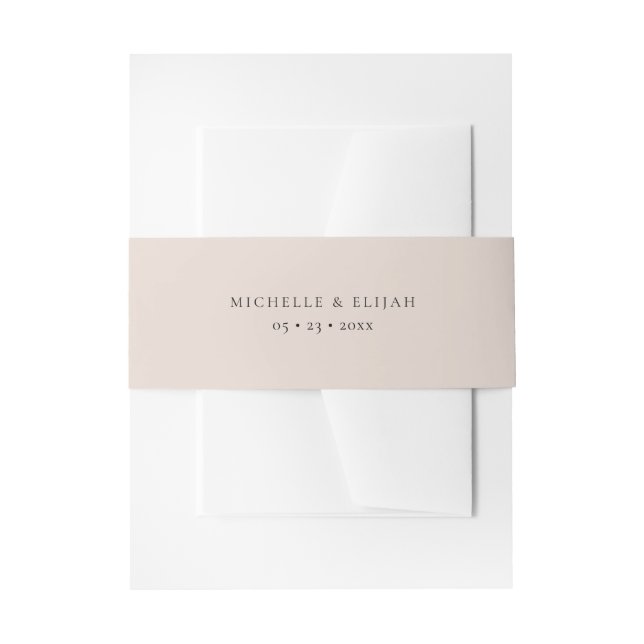 Minimal Dusty Pink Wedding Invitation Belly Band (Front Example)