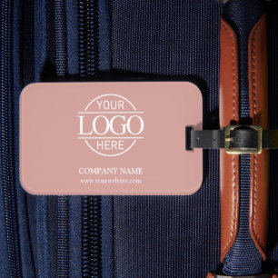 Minimal Dusty Rose Corporate Company Business Logo Luggage Tag