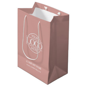 Minimal Dusty Rose Corporate Company Business Logo Medium Gift Bag