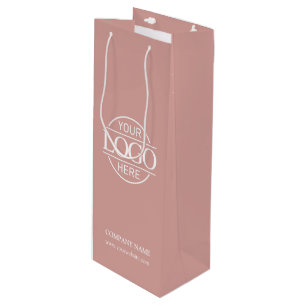 Minimal Dusty Rose Corporate Company Business Logo Wine Gift Bag