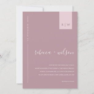 Minimal Dusty Rose Pink Typography Wedding Photo Invitation