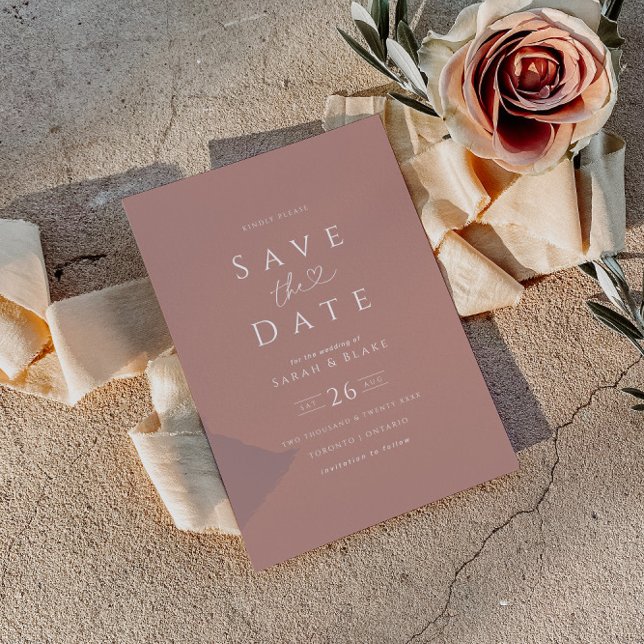 Minimal Dusty Rose Save the Date Invitation (Creator Uploaded)
