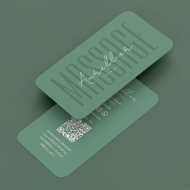 Minimal Dusty Teal Massage Physical Therapist  Business Card (Minimal Dusty Teal Massage Physical Therapist Business Card
)
