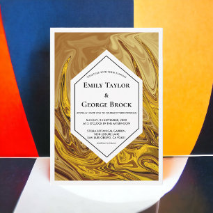 Minimal Earth Tone Gold Terracotta Artsy Wedding Invitation