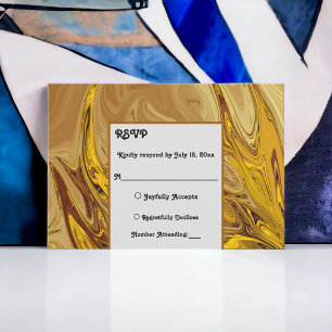 Minimal Earth Tone Gold Terracotta Artsy Wedding RSVP Card