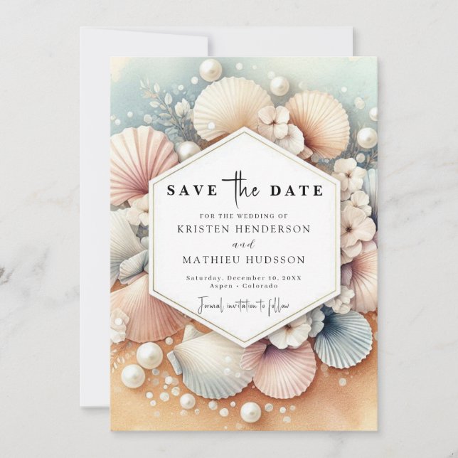 Minimal Earthy Beach Wedding Save The Date (Front)