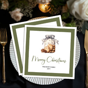 Minimal Earthy Christmas Cookies Jar Personalized  Napkin