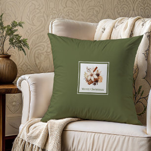 Minimal earthy palette family name Christmas gift  Cushion