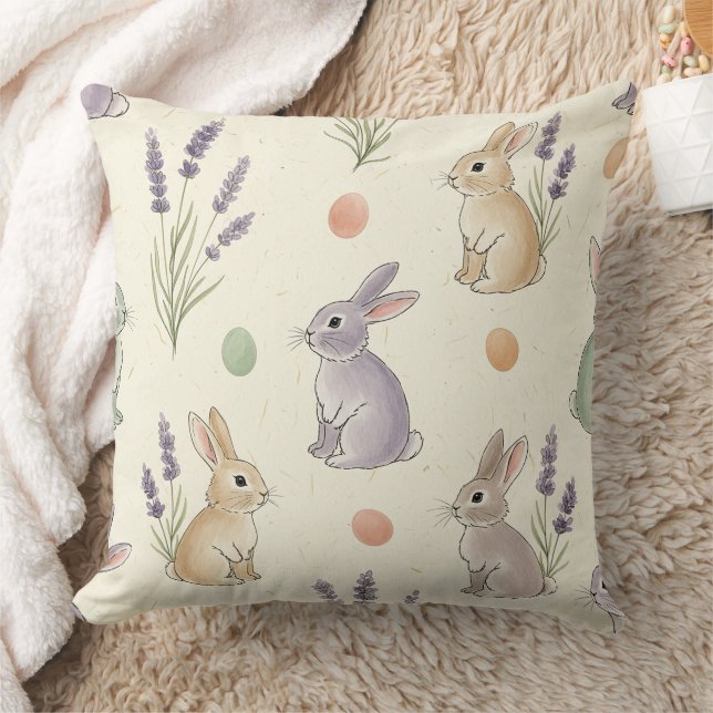 Minimal Easter Bunny Pastel Spring Pattern (1) Cushion (Blanket)