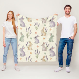 Minimal Easter Bunny Pastel Spring Pattern (1) Fleece Blanket