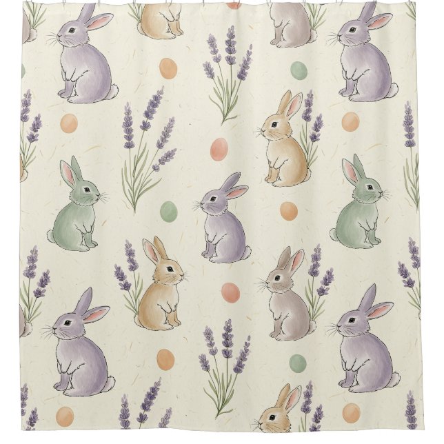Minimal Easter Bunny Pastel Spring Pattern (1) Shower Curtain (Front)