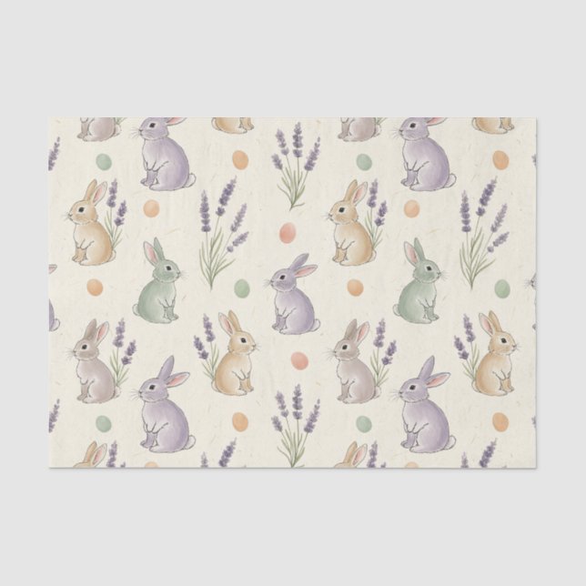 Minimal Easter Bunny Pastel Spring Pattern (1) Tissue Paper (Front)