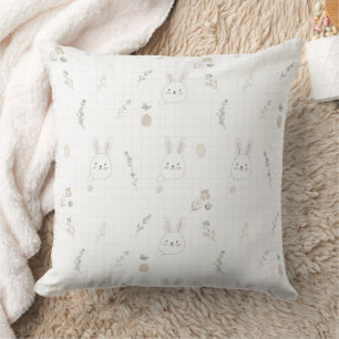 Minimal Easter Bunny Pastel Spring Pattern (2) Cushion