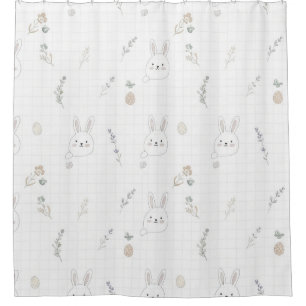 Minimal Easter Bunny Pastel Spring Pattern (2) Shower Curtain