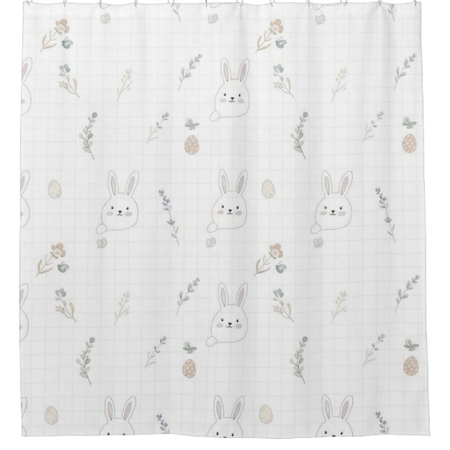 Minimal Easter Bunny Pastel Spring Pattern (2) Shower Curtain (Front)
