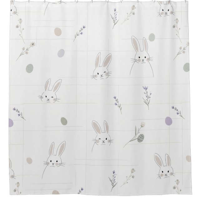 Minimal Easter Bunny Pastel Spring Pattern (3) Shower Curtain (Front)