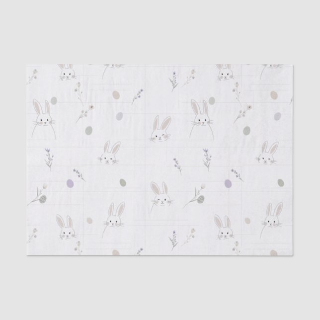 Minimal Easter Bunny Pastel Spring Pattern (3) Tissue Paper (Front)