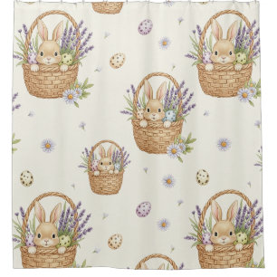 Minimal Easter Bunny Pastel Spring Pattern (4) Shower Curtain