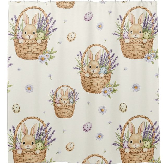 Minimal Easter Bunny Pastel Spring Pattern (4) Shower Curtain (Front)