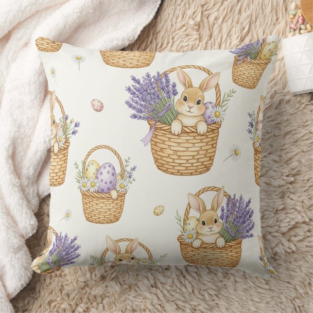 Minimal Easter Bunny Pastel Spring Pattern (5) Cushion (Blanket)